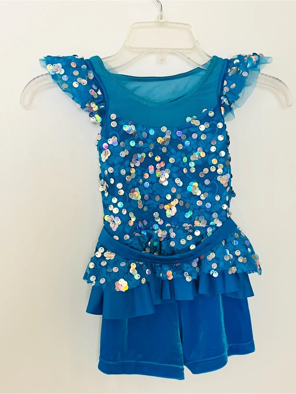 Weissman 17853 Dance Costume Small (6-6X) The World is My Runway  Blue Biketard